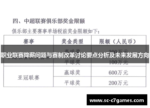 职业联赛降薪问题与赛制改革讨论要点分析及未来发展方向